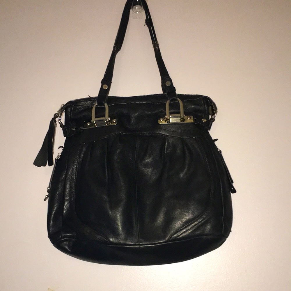 COPY - B. Makowsky Classic Black 100% Genuine Pebble Leather Purse Lots Zipper …